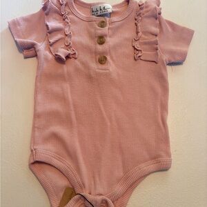 Nicole Miller Pink Ruffled Bodysuit